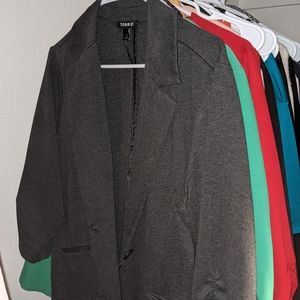 Charcoal grey jersey knit blazer